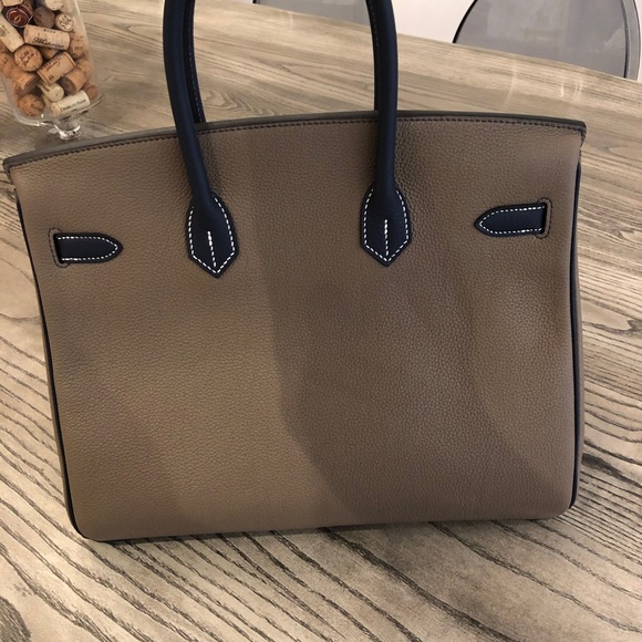 Hermès Birkin 35cm Etope and Blue Marine With Contrasting Stitching VIP SPECIAL - Picture 5 of 10